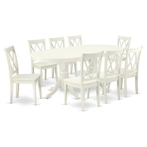 East West Furniture Vancouver 9-piece Wood Dining Room Set in Linen White