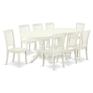 East West Furniture Vancouver 9-piece Wood Dining Room Table Set in White