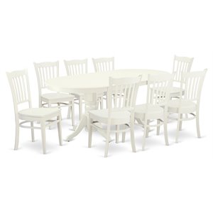 East West Furniture Vancouver 9-piece Wood Dining Table and Chair Set in White