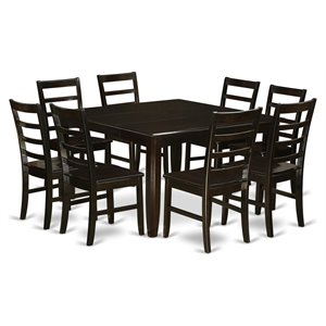 East West Furniture Parfait 9-piece Dining Set with Wood Seat in Cappuccino