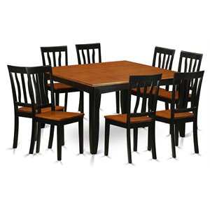 East West Furniture Parfait 9-piece Wood Dining Table Set in Black/Cherry