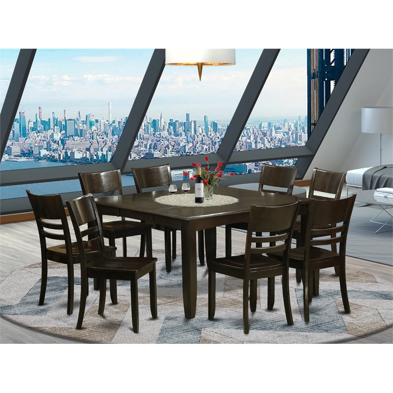 East West Furniture Parfait 9-piece Wood Dining Room Set in Cappuccino