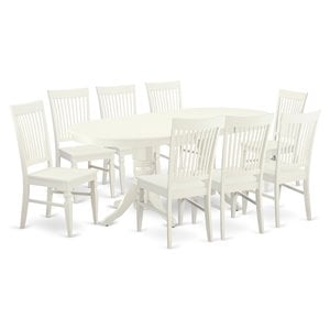 East West Furniture Vancouver 9-piece Wood Kitchen Table Set in Linen White