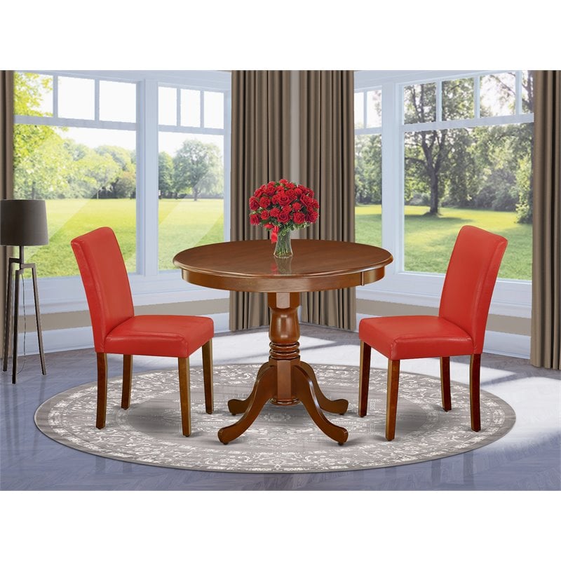 East West Furniture Antique 3-piece Wood Dinette Table Set in Mahogany