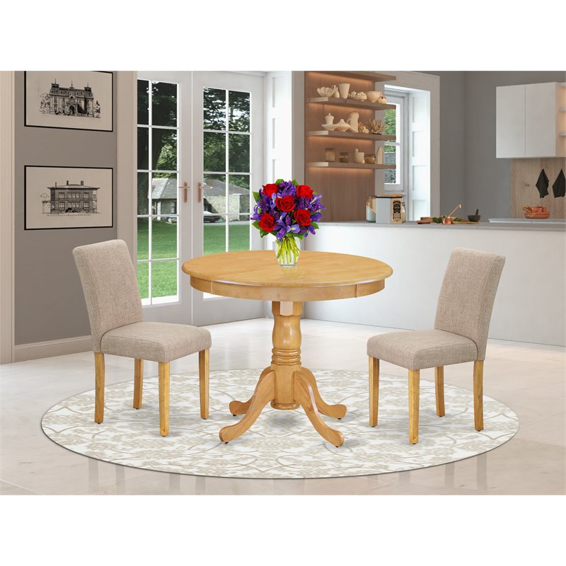 East West Furniture Antique 3-piece Traditional Wood Dining Set in Oak