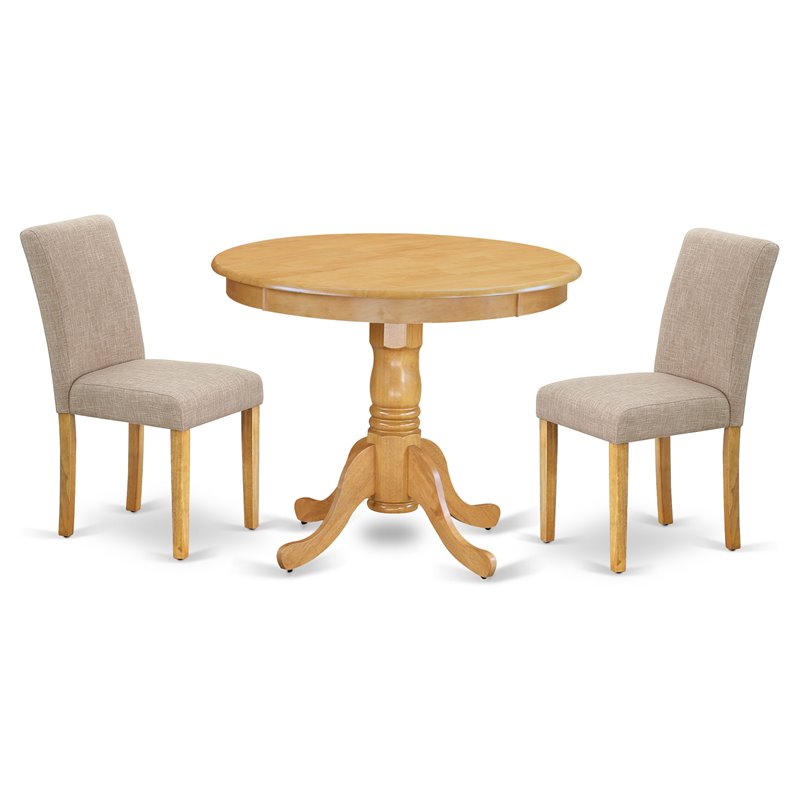 East West Furniture Antique 3-piece Traditional Wood Dining Set in Oak