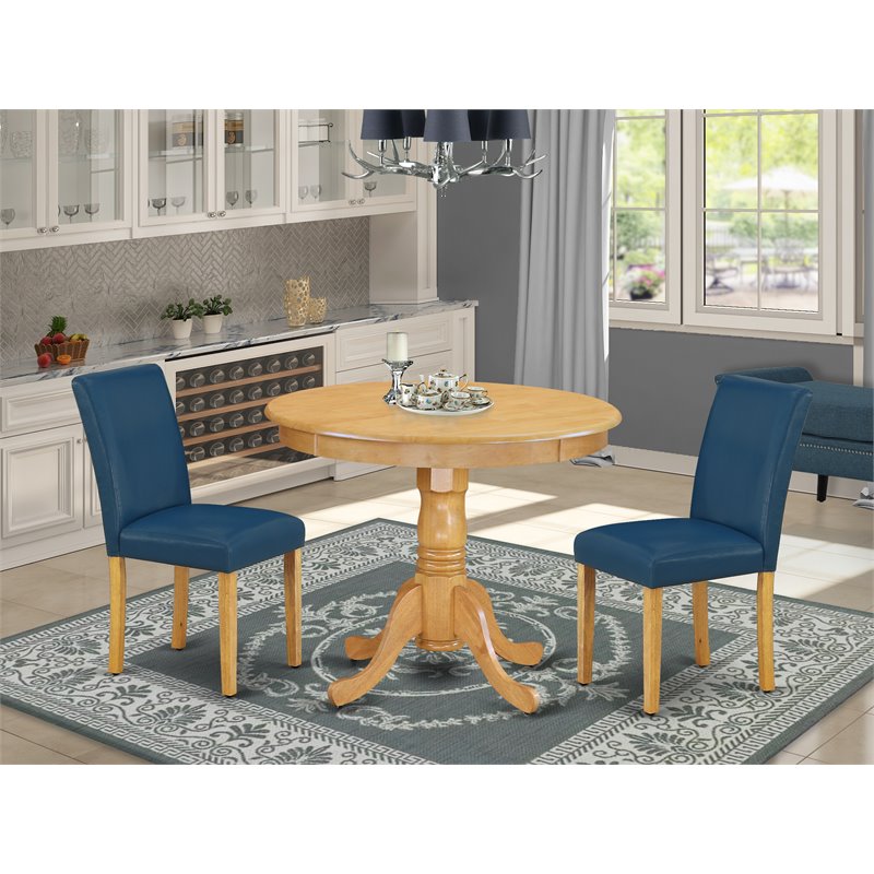 East West Furniture Antique 3-piece Traditional Wood Dinette Set in Oak