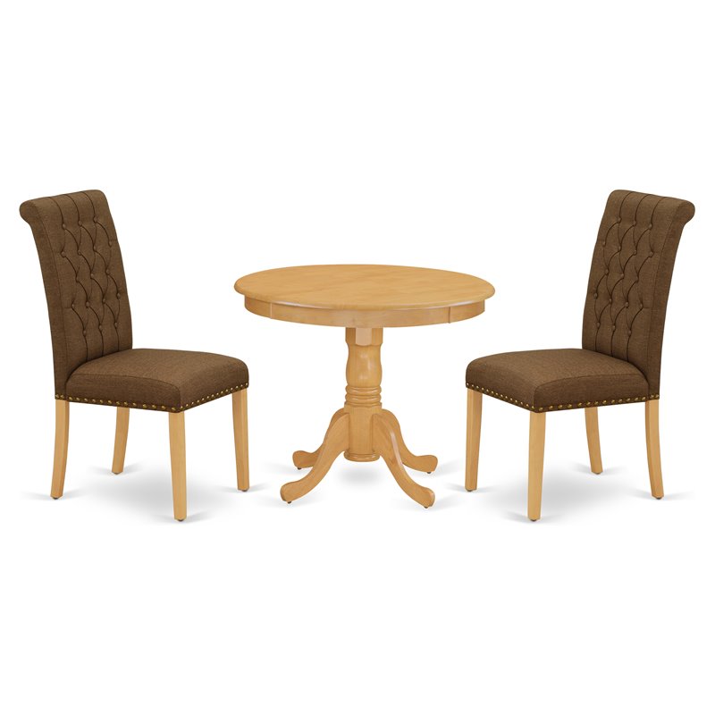 East West Furniture Antique 3-piece Wood Dining Set in Oak/Dark Coffee