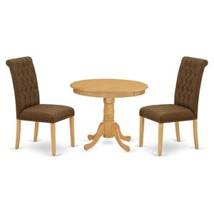 East West Furniture Antique 3-piece Wood Dining Set in Oak/Dark Coffee