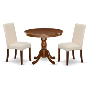 East West Furniture Antique 3-piece Wood Dining Set in Mahogany/Cream
