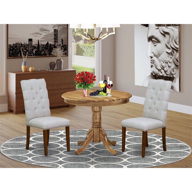 East West Furniture Antique 3-piece Wood Dining Set in Natural