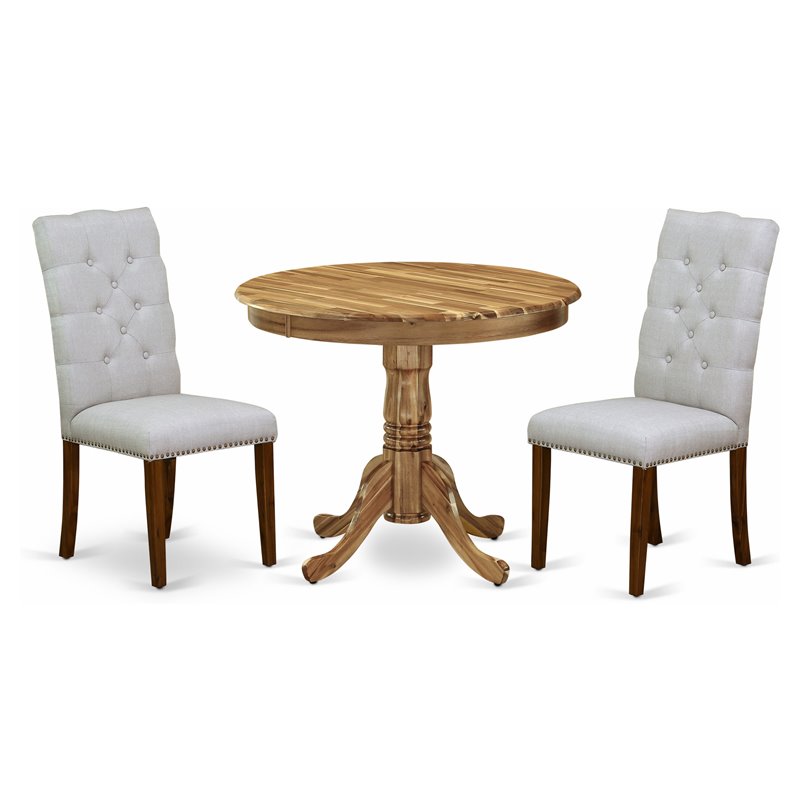 East West Furniture Antique 3-piece Wood Dining Set in Natural