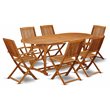 East West Furniture Beasley 7-piece Wood Patio Set in Natural Oil