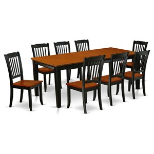 East West Furniture Quincy 9-piece Wood Dining Table Set in Black/Cherry