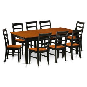East West Furniture Quincy 9-piece Wood Kitchen Set in Black/Cherry