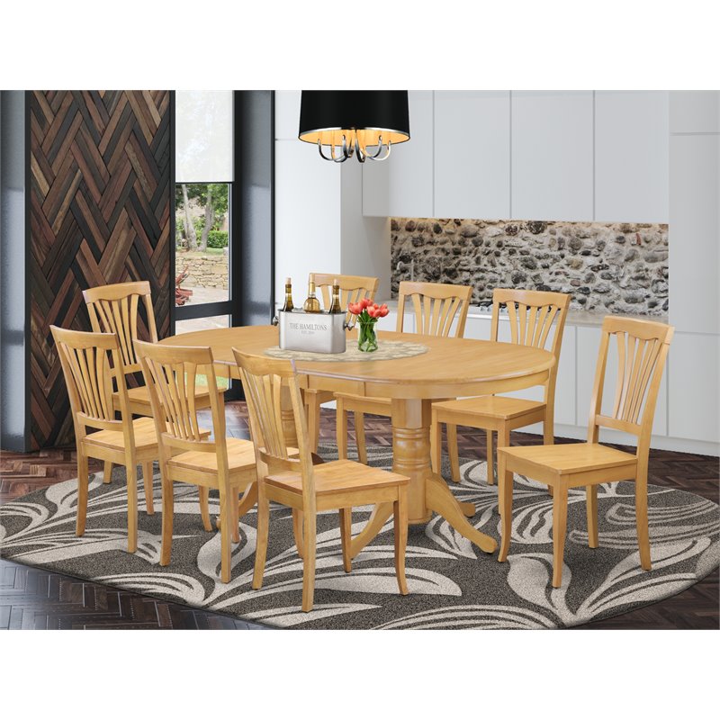 East West Furniture Vancouver 9-piece Wood Dining Room Set in Oak