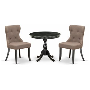 East West Furniture Antique 3-piece Wood Dining Set in Black/Coffee