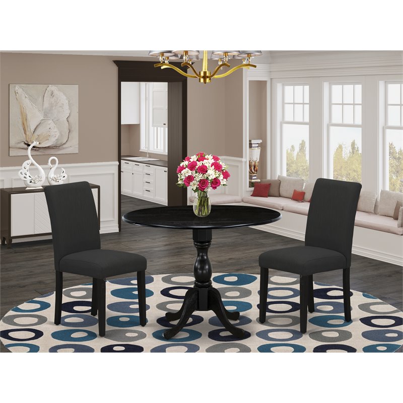 East West Furniture Dublin 3-piece Traditional Wood Dining Set in Black