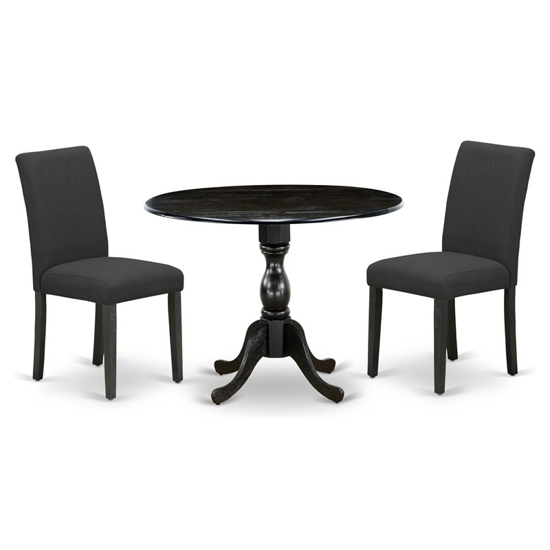 East West Furniture Dublin 3-piece Traditional Wood Dining Set in Black