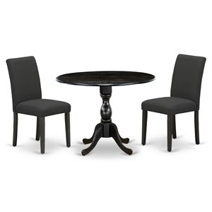 East West Furniture Dublin 3-piece Traditional Wood Dining Set in Black