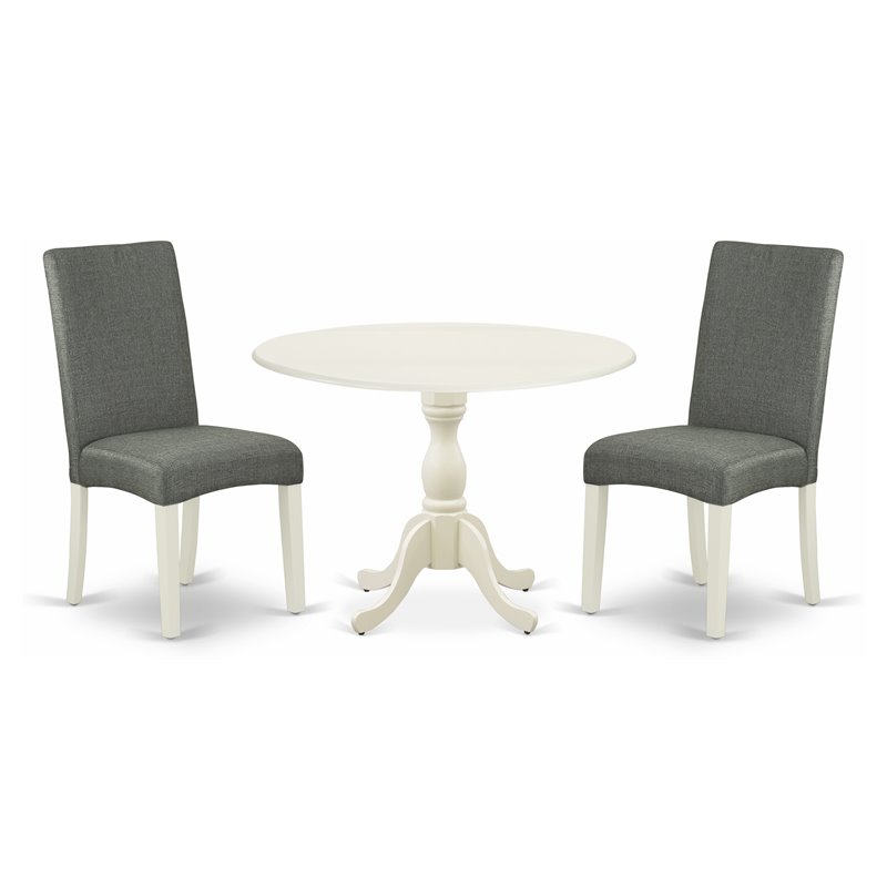 East West Furniture Dublin 3-piece Wood Dining Set in Linen White/Gray