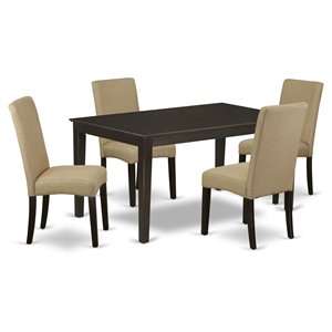 East West Furniture Capri 5-piece Wood Dining Set in Cappuccino