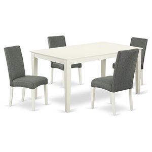 East West Furniture Capri 5-piece Wood Dining Set in Linen White/Gray