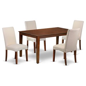 East West Furniture Capri 5-piece Wood Dining Set in Mahogany/Cream