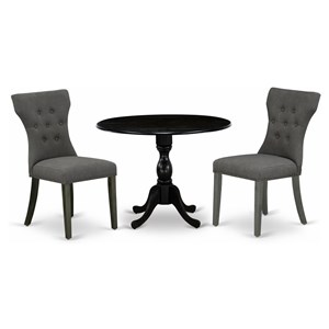 East West Furniture Dublin 3-piece Wood Dining Set in Black/Dark Gotham Gray