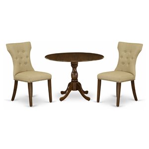 East West Furniture Dublin 3-piece Wood Dining Set in Walnut/Brown