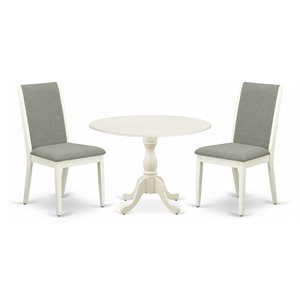 East West Furniture Dublin 3-piece Wood Dining Set in Linen White/Shitake