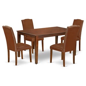 East West Furniture Capri 5-piece Wood Dining Set in Mahogany