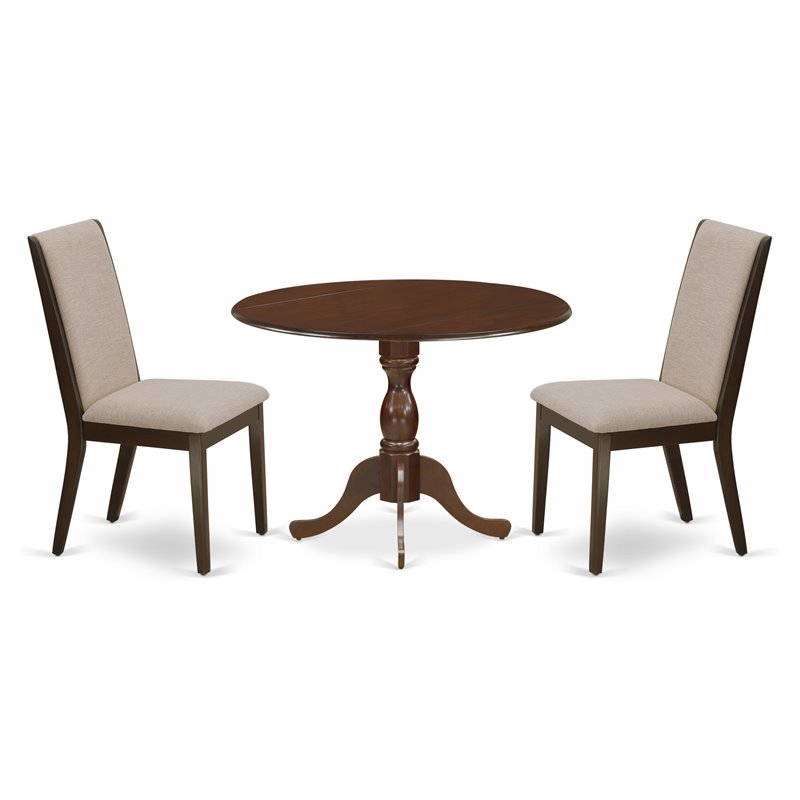 East West Furniture Dublin 3-piece Wood Dining Table Set in Mahogany