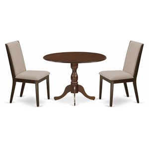 East West Furniture Dublin 3-piece Wood Dining Table Set in Mahogany