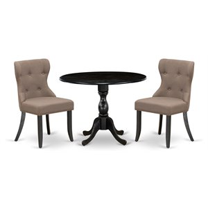 East West Furniture Dublin 3-piece Wood Dining Set in Black/Coffee