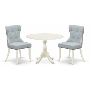 East West Furniture Dublin 3-piece Wood Dining Set in Linen White