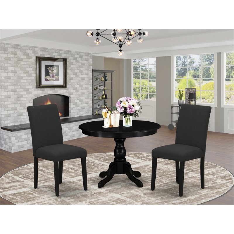 East West Furniture Hartland 3-piece Wood Dining Set with High Back in Black