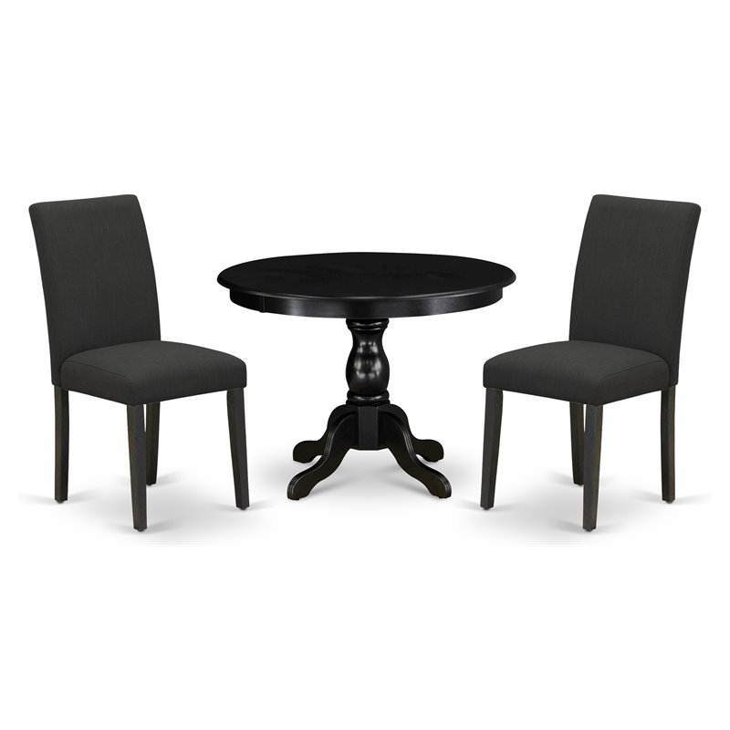 East West Furniture Hartland 3-piece Wood Dining Set with High Back in Black