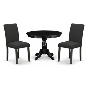 East West Furniture Hartland 3-piece Wood Dining Set with High Back in Black