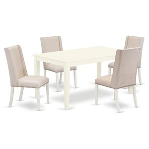East West Furniture Capri 5-piece Wood Kitchen Set in Linen White