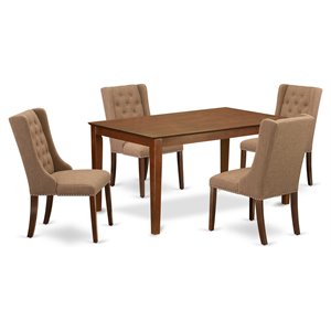 East West Furniture Capri 5-piece Wood Dining Set in Mahogany/Light Sable