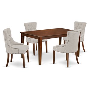 East West Furniture Capri 5-piece Wood Dining Set in Mahogany/Doeskin