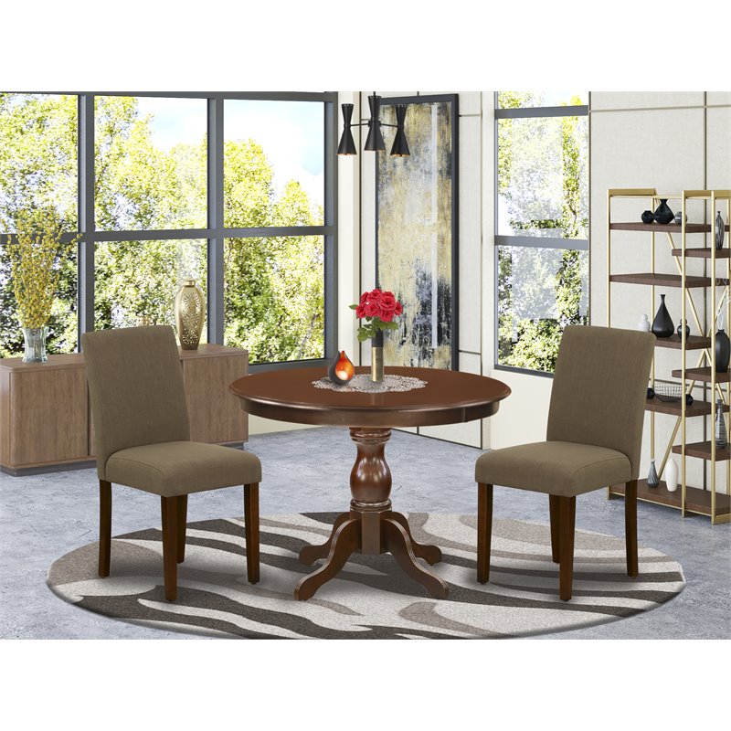 East West Furniture Hartland 3-piece Wood Dining Set in Mahogany/Coffee