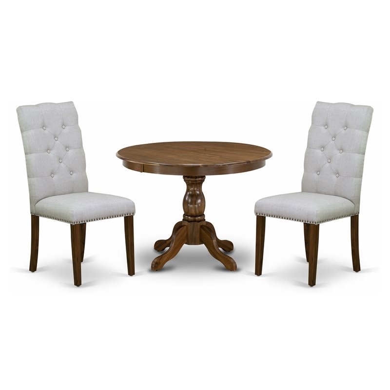 East West Furniture Hartland 3-piece Wood Dining Set in Walnut