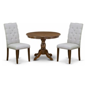 East West Furniture Hartland 3-piece Wood Dining Set in Walnut