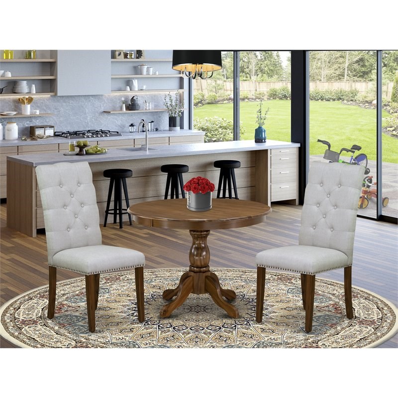 East West Furniture Hartland 3-piece Wood Dining Set in Walnut