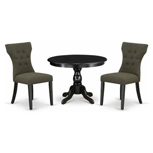 East West Furniture Hartland 3-piece Wood Dining Set in Black/Dark Gotham Gray