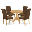 East West Furniture Antique 5-piece Wood Dining Set in Oak/Dark Coffee