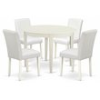 East West Furniture Boston 5-piece Wood Dining Set with Leather Seat in White