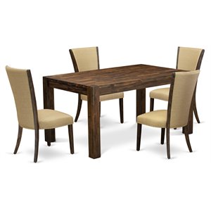 East West Furniture Celina 5-piece Wood Dining Set in Jacobean/Brown